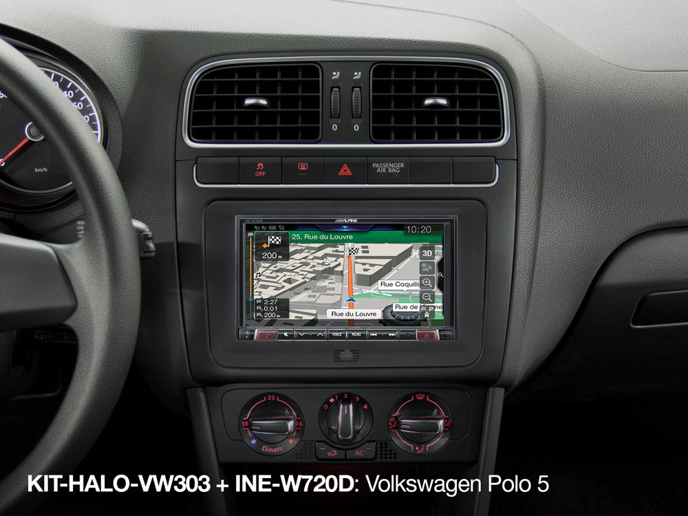 KIT-HALO-VW303 - 1-DIN Alpine Halo und 2-DIN Einbauset mit CAN zu UART-Interface für VW